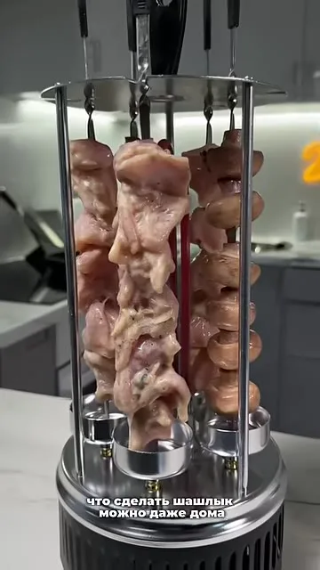 Шашлык из куриной грудки с кефирным маринадом и грибами